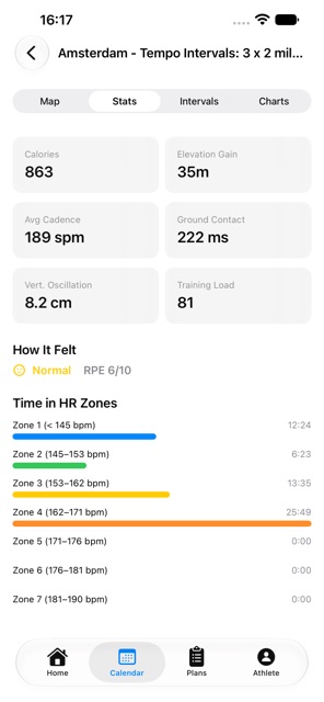 42Runs activity stats after a run