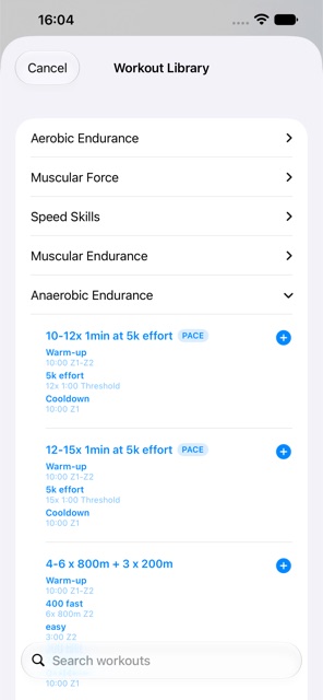 42Runs structured workout library